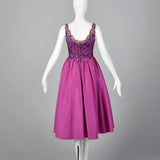 Small 1980s Fuchsia Dress with Sequined Bodice