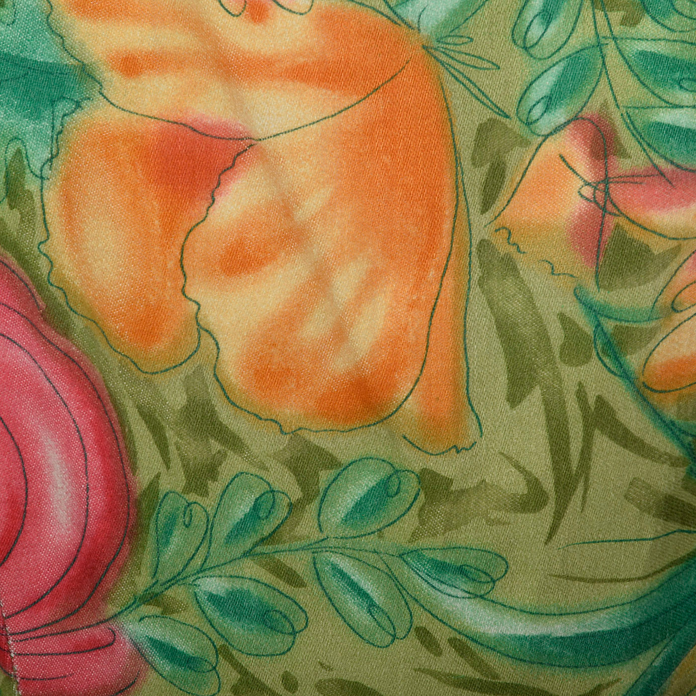 1950s Green Floral Day Dress