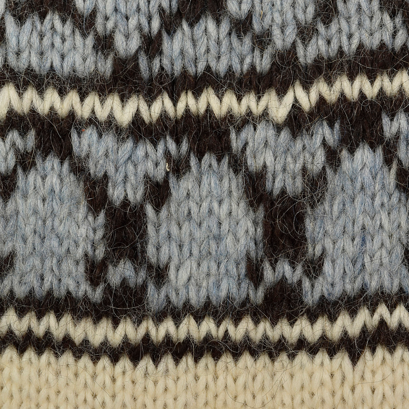 1960s Mens Cream Sweater with Gray, Blue, and Black Knit