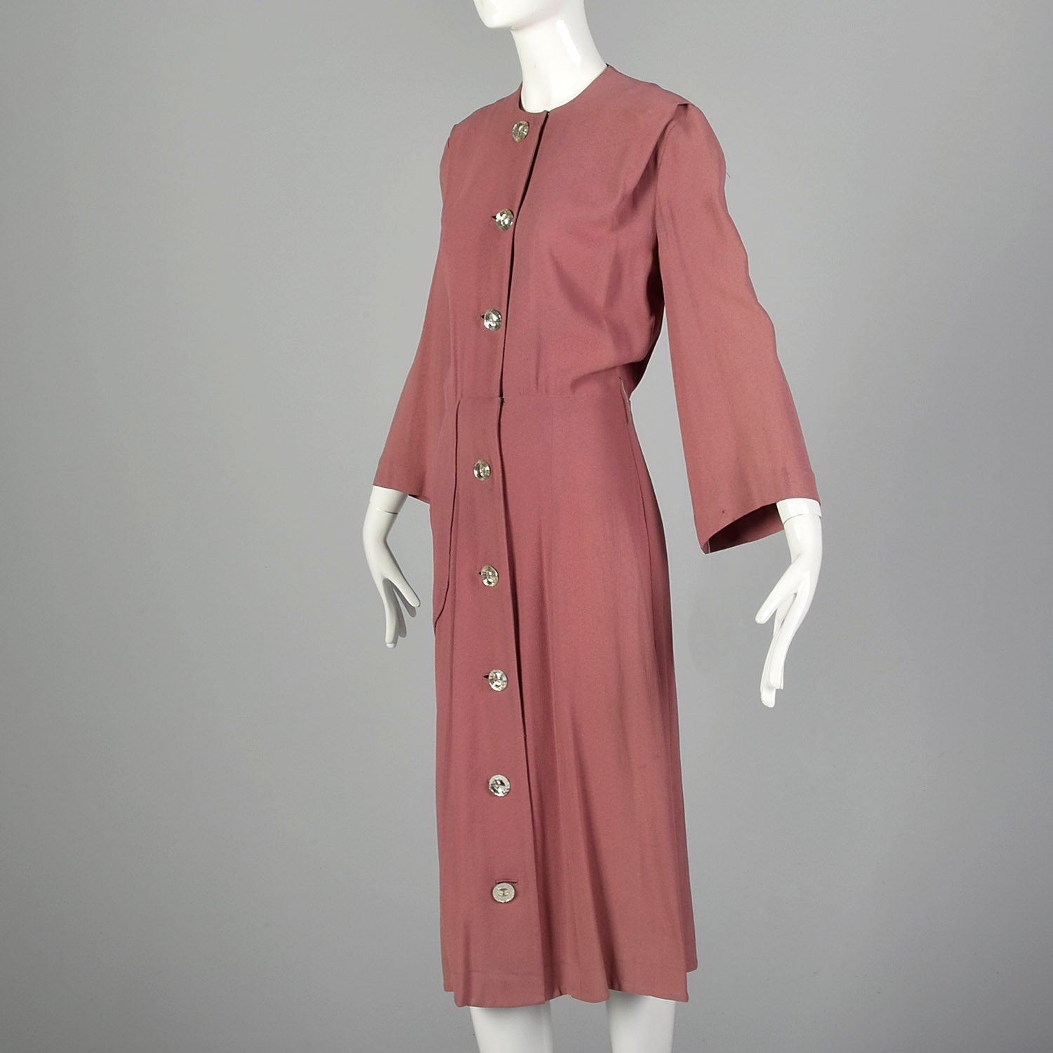 XXS 1940s Mauve Front Button Dress