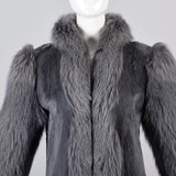 Saks Fifth Avenue Revillon Full Length Sheared Beaver Coat with Fox Fur Tuxedo