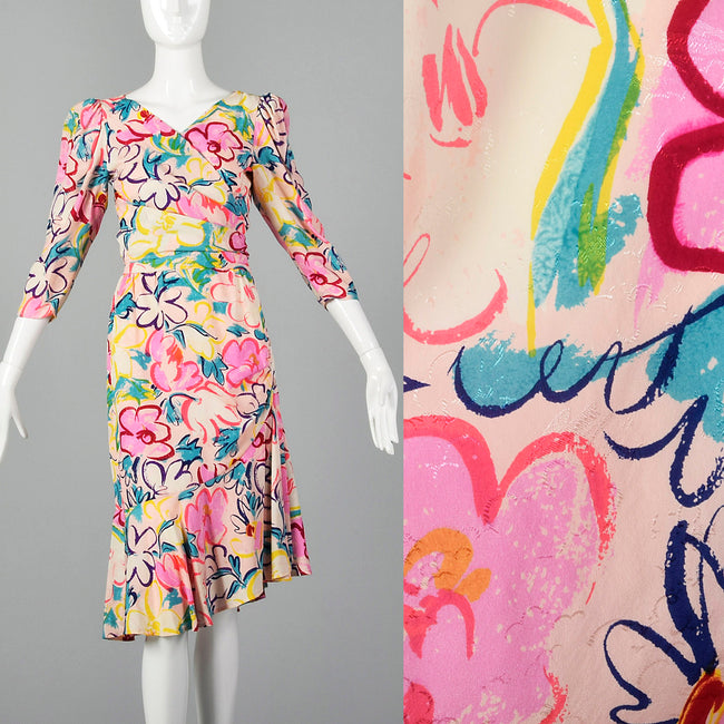 1980s Lanvin Pink Silk Two Piece Set