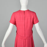 1960s Pink Linen Blend Shift Dress