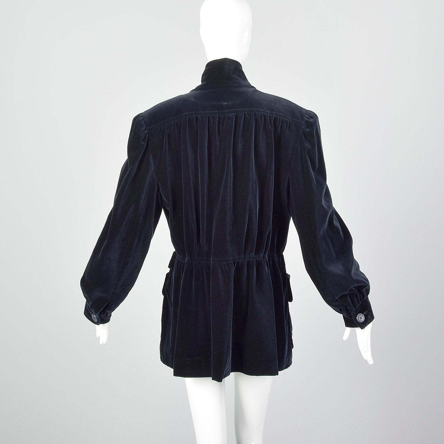 XL Escada 1980s Navy Blue Velvet Parka Coat