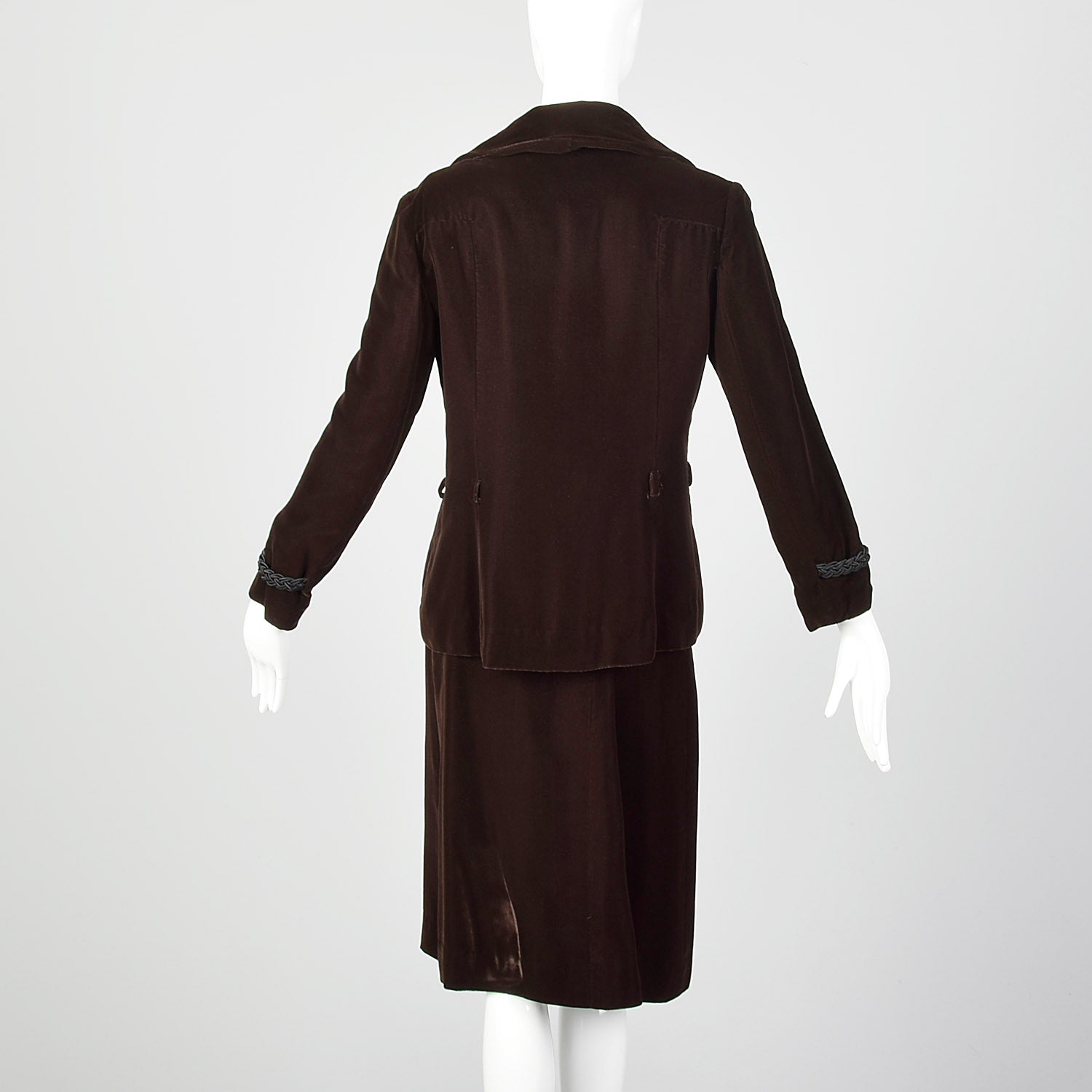 Medium Pierre Balmain 1970s Brown Velvet Skirt Suit