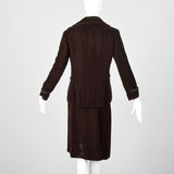 Medium Pierre Balmain 1970s Brown Velvet Skirt Suit
