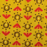 1950s Gold Novelty Print Cotton Day Dress with Eagles and Laurel Crests