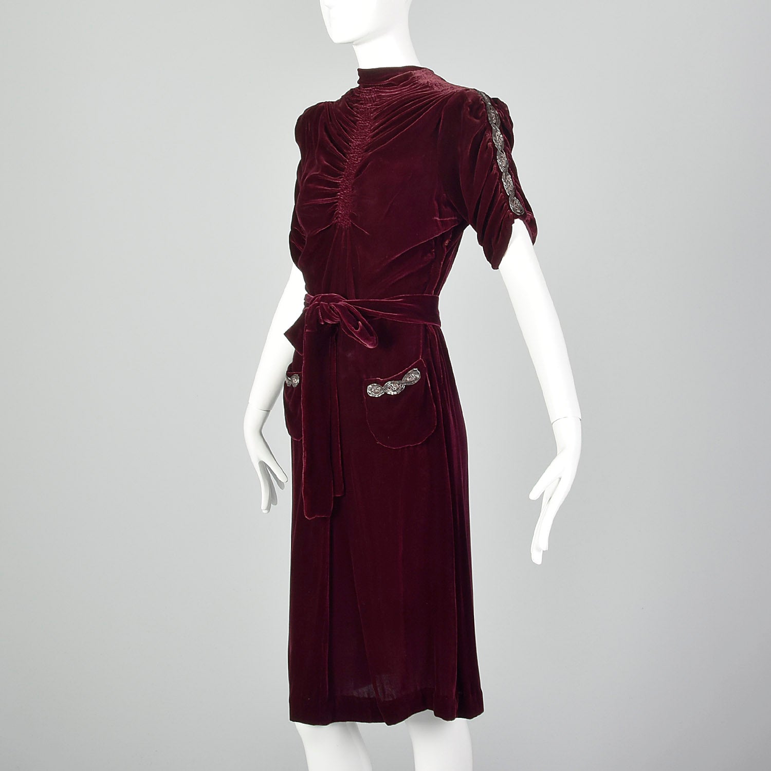 Small 1930s Silk Velvet Day Dress