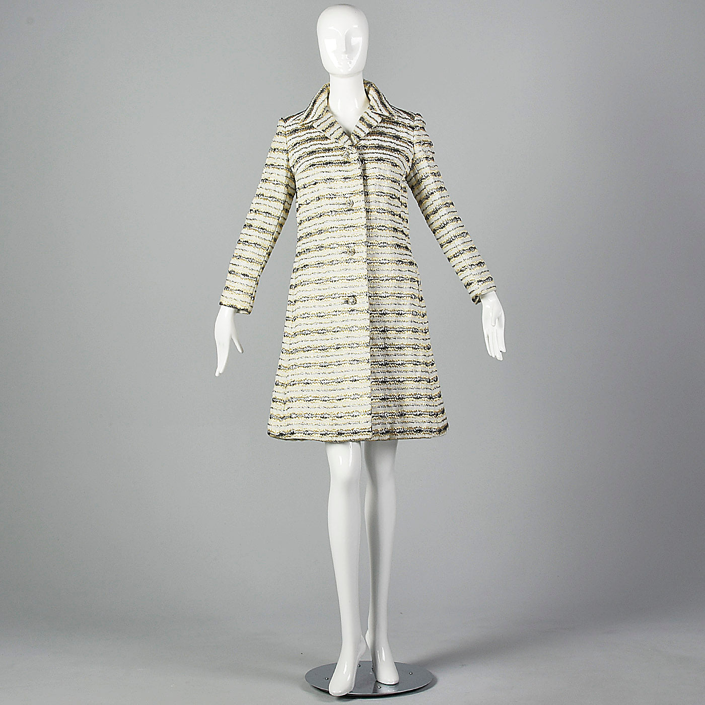 1960s Metallic Striped White Coat