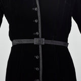 1950s Medium Mollie Parnis Dress Black Velvet Evening Gown Silk Satin Long Sleeve