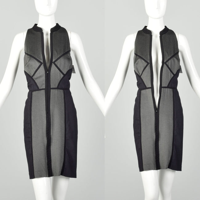 2010s Medium Nicole Miller Artelier Dress Structural Zip Front BodyCon