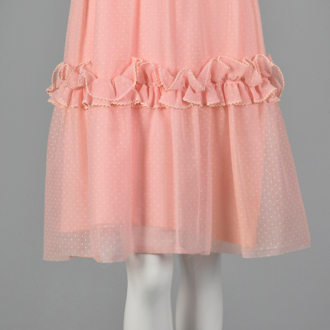 1960s Pink Swiss Dot Dress with Ruffle Trim