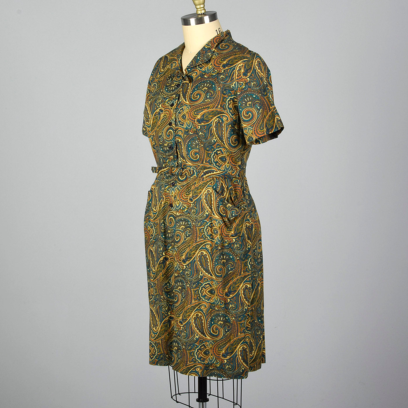 1950s Cotton Day Dress in Paisley Print