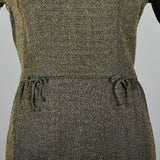 1950s Lurex Pencil Dress in Blue and Gold Knit