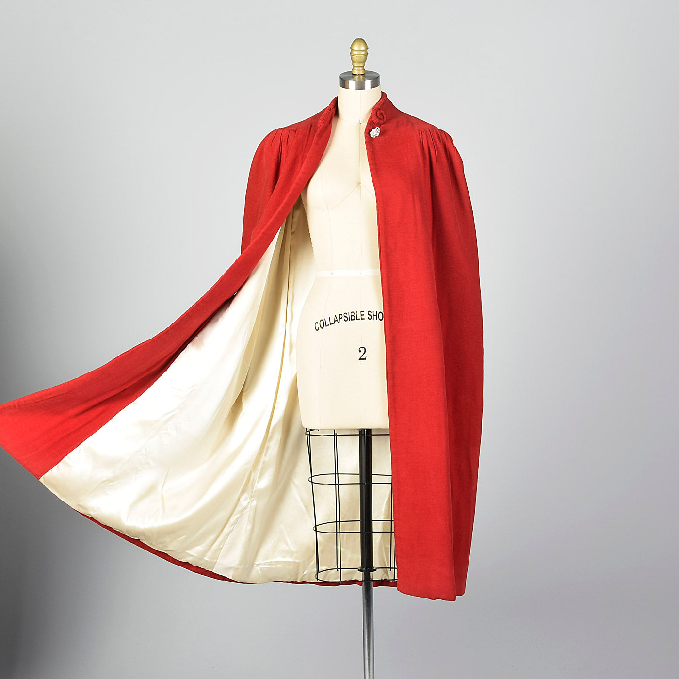 1940s Red Cape with Cocoon Shape