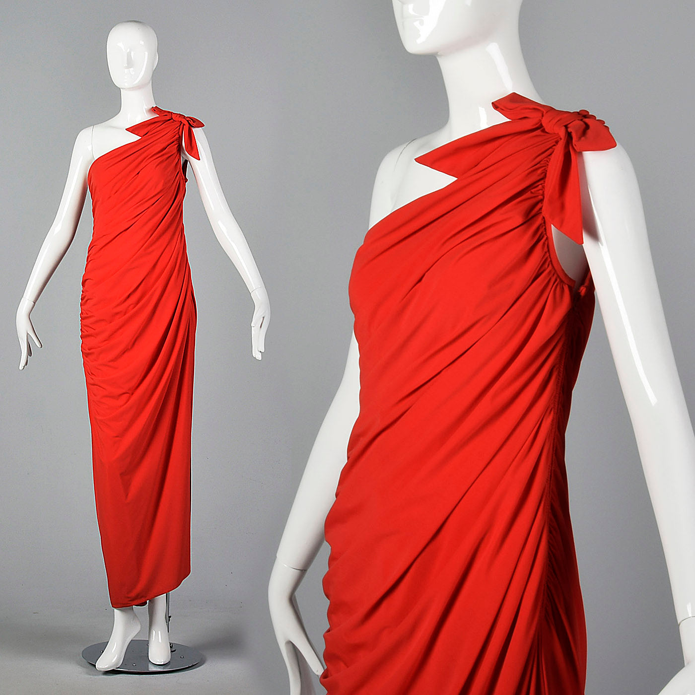 1980s Saks Fifth Avenue Red Bias Cut Dress