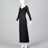 1940s Black Crepe Evening Dress with Train, Very Morticia