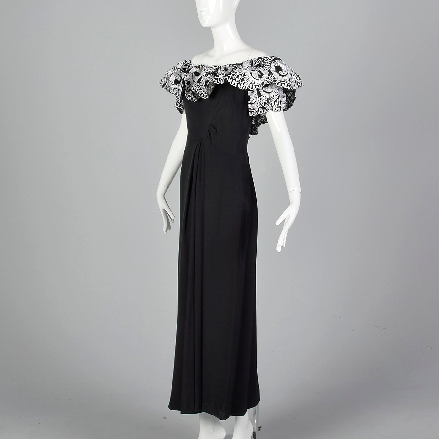Bob Mackie Off Shoulder Full Length Black Pencil Dress with Raffia Tri Style & Salvage Bob Mackie Off Shoulder Full Length Black Pencil Dress with Raffia Tri Style & Salvage