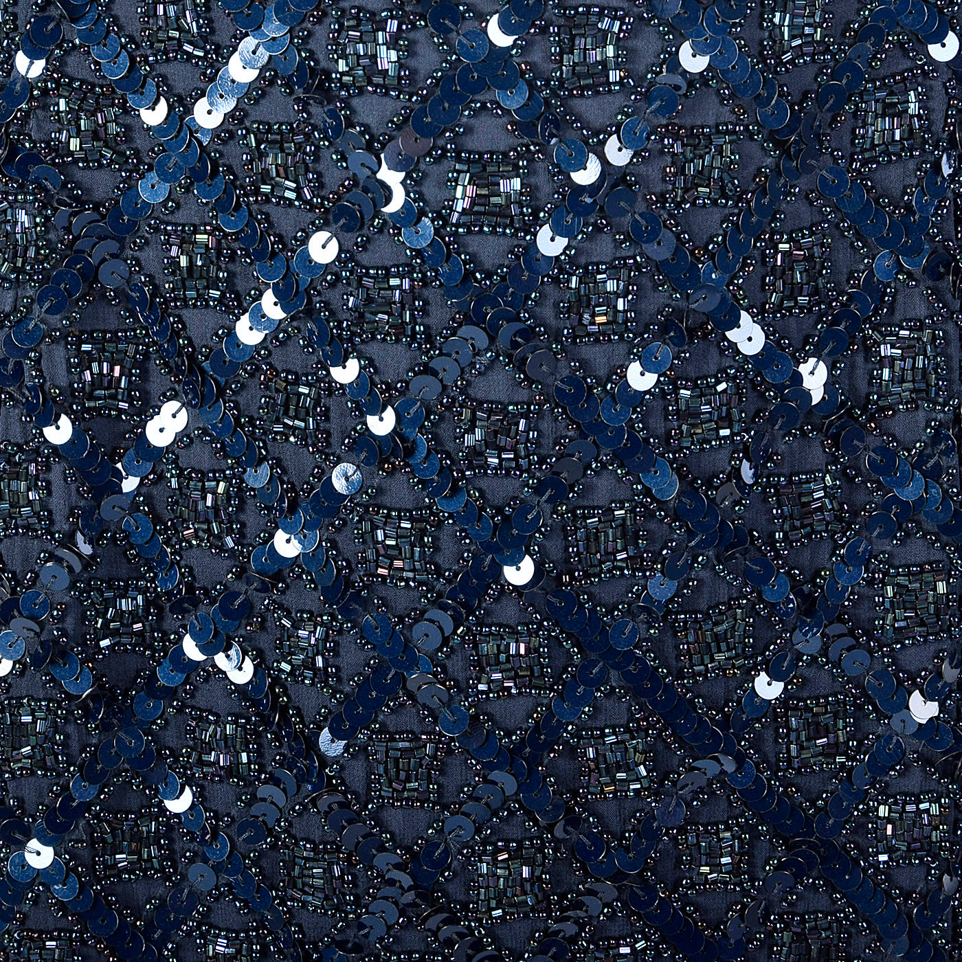 1990s Oleg Cassini Blue Beaded Cocktail Dress