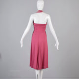 1940s Pink Linen Halter Dress with Soutache Trim