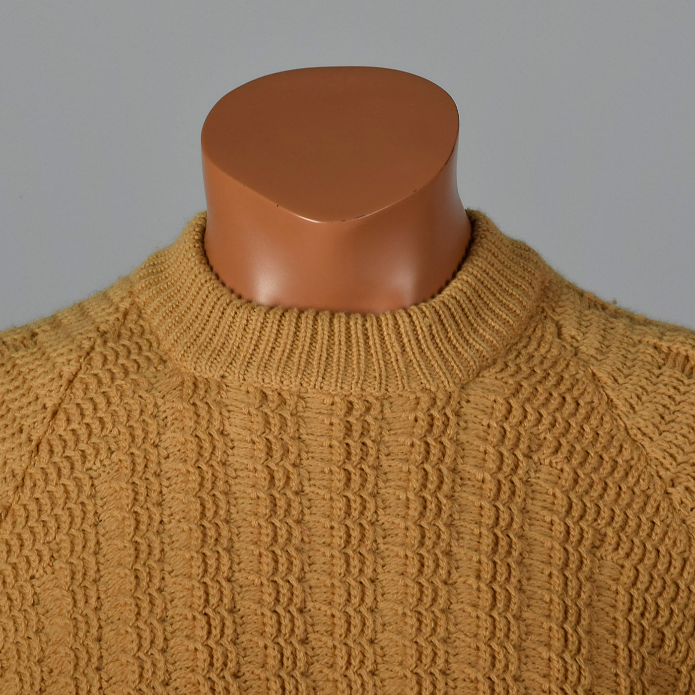 1950s Mens Gold Chunky Knit Sweater