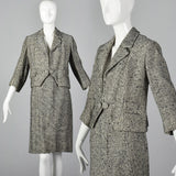 1960s Black and White Tweed Skirt Suit