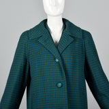 1960s Three Piece Skirt Suit with Matching Winter Coat in Green & Blue Wool