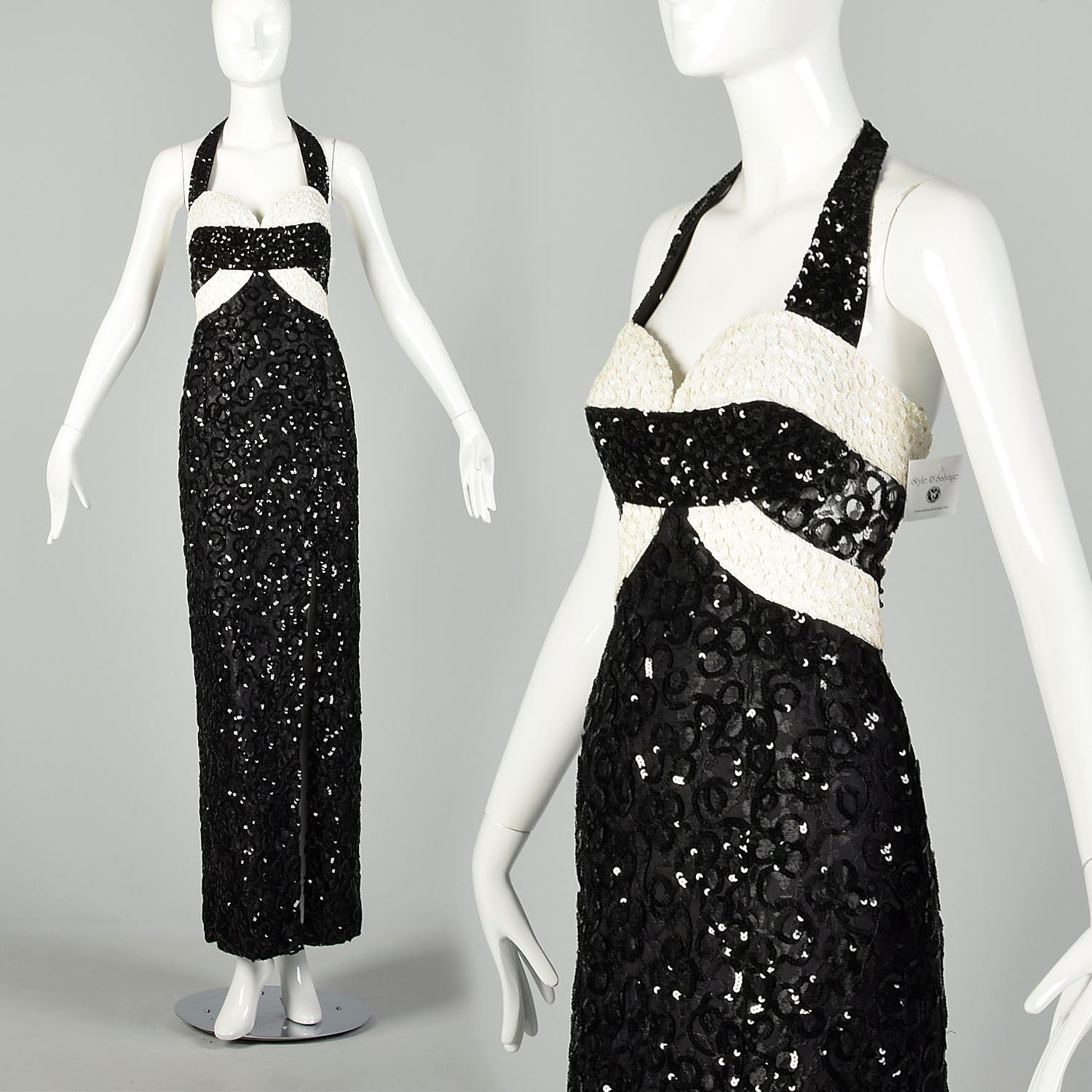Medium Mike Benet Black Halter Dress Formal Evening Gown