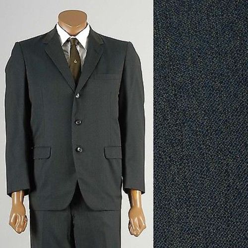 1950s Mens Green Sharkskin Two Piece Suit