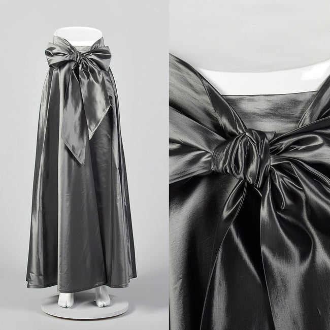 1990s Lord & Taylor Silver Maxi Skirt with Sash
