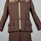 1960s Brown Wool Dress with Muskrat Fur Lined Jacket