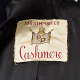 42 Large 1950s Mens Black Cashmere Overcoat