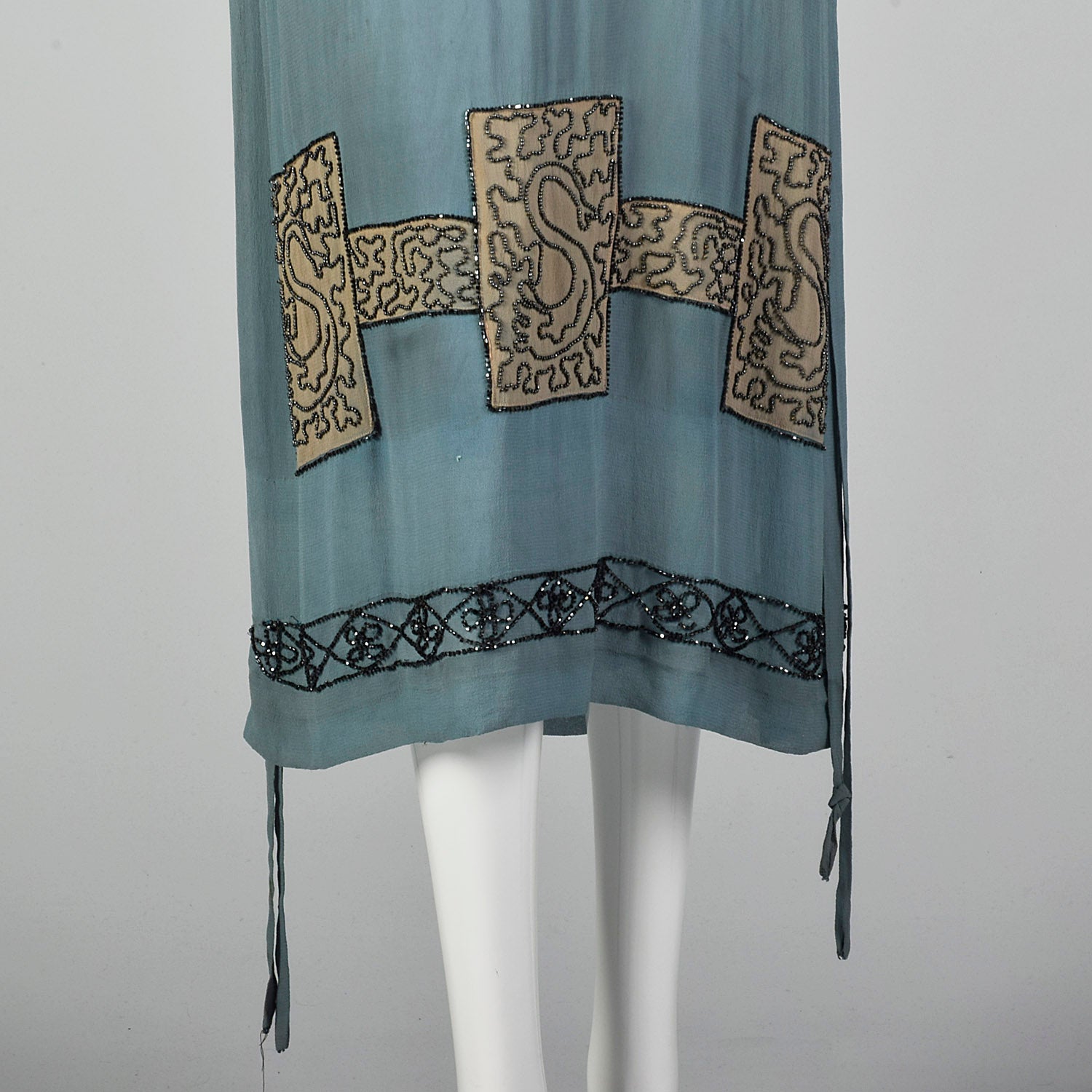 Small 1920s Blue Silk Beaded Dress