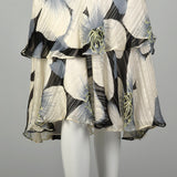 Medium 1980s Floral Print Dress Bias Cut Long Sleeve