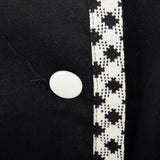 1960s Black Polished Cotton Skirt with White Trim