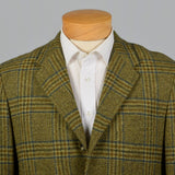 1960s Mens Green and Gold Plaid Jacket