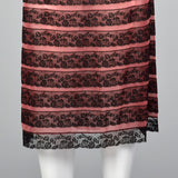 1950s Schiaparelli Pink Half Slip with Layered Black Lace
