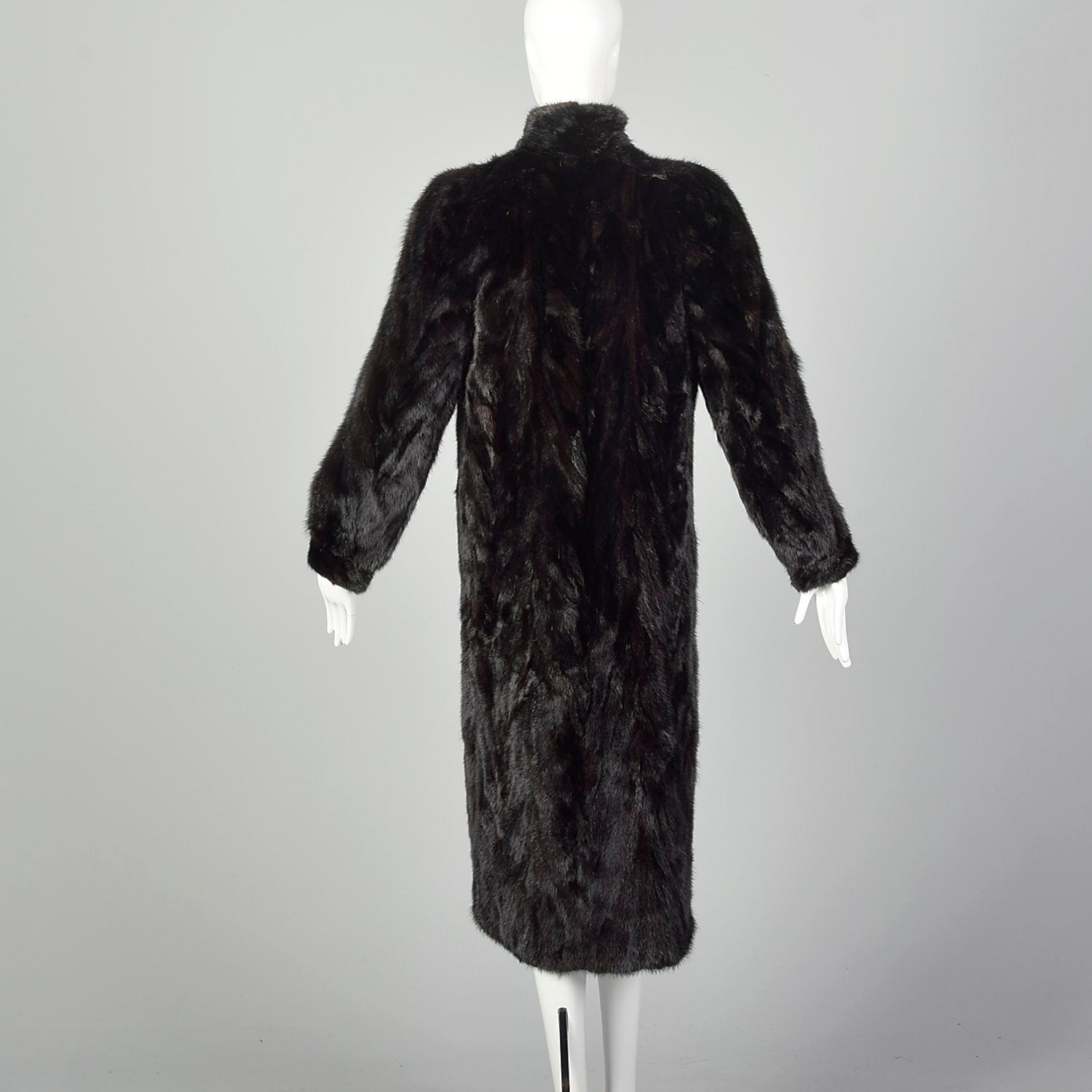 XS Black 1980s Mink Fur Coat