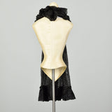 OSFM 1880s Victorian Black Chiffon Neck Ruffle Scarf Lappet Collar Ruff