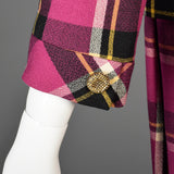 1960s Christian Mann for Marquise Plaid Two Piece Dress and Jacket Set