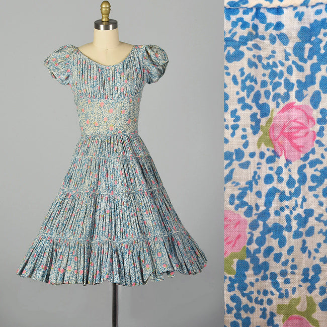 XXS 1950s Blue Day Dress