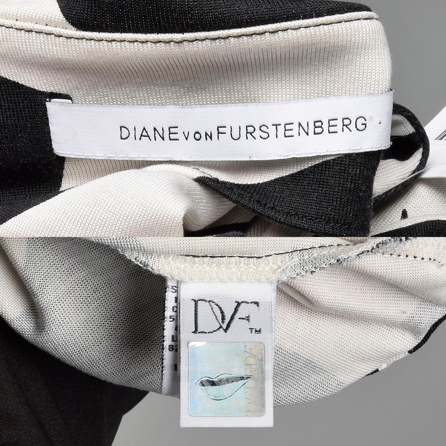 Medium Diane Von Furstenberg Wrap Dress Tie Waist Black Abstract Print