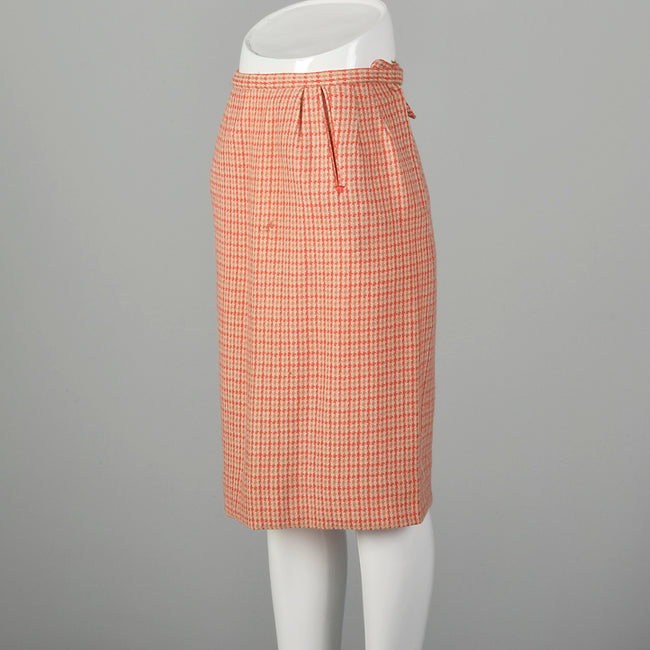 XS 1950s Pink Tweed Pencil Skirt