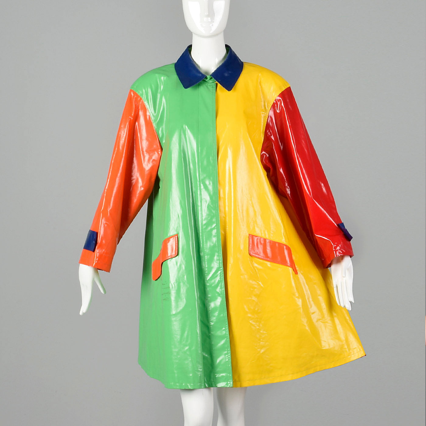 1980s Bill Blass Color Block Raincoat