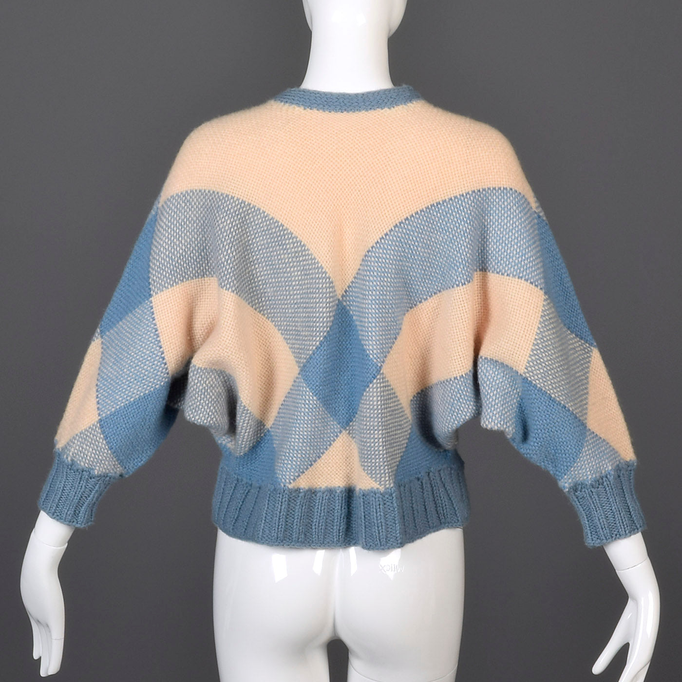 1950s Dolman Sleeve Cardigan in Blue and Cream