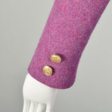 Small 1960s Coat Purple Mod Double Breasted Military Wool Winter Outerwear