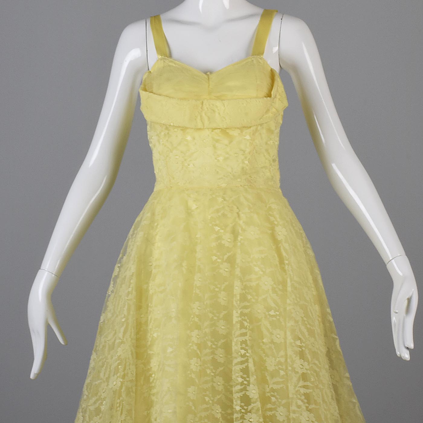 1950s Yellow Lace and Tulle Party Dress