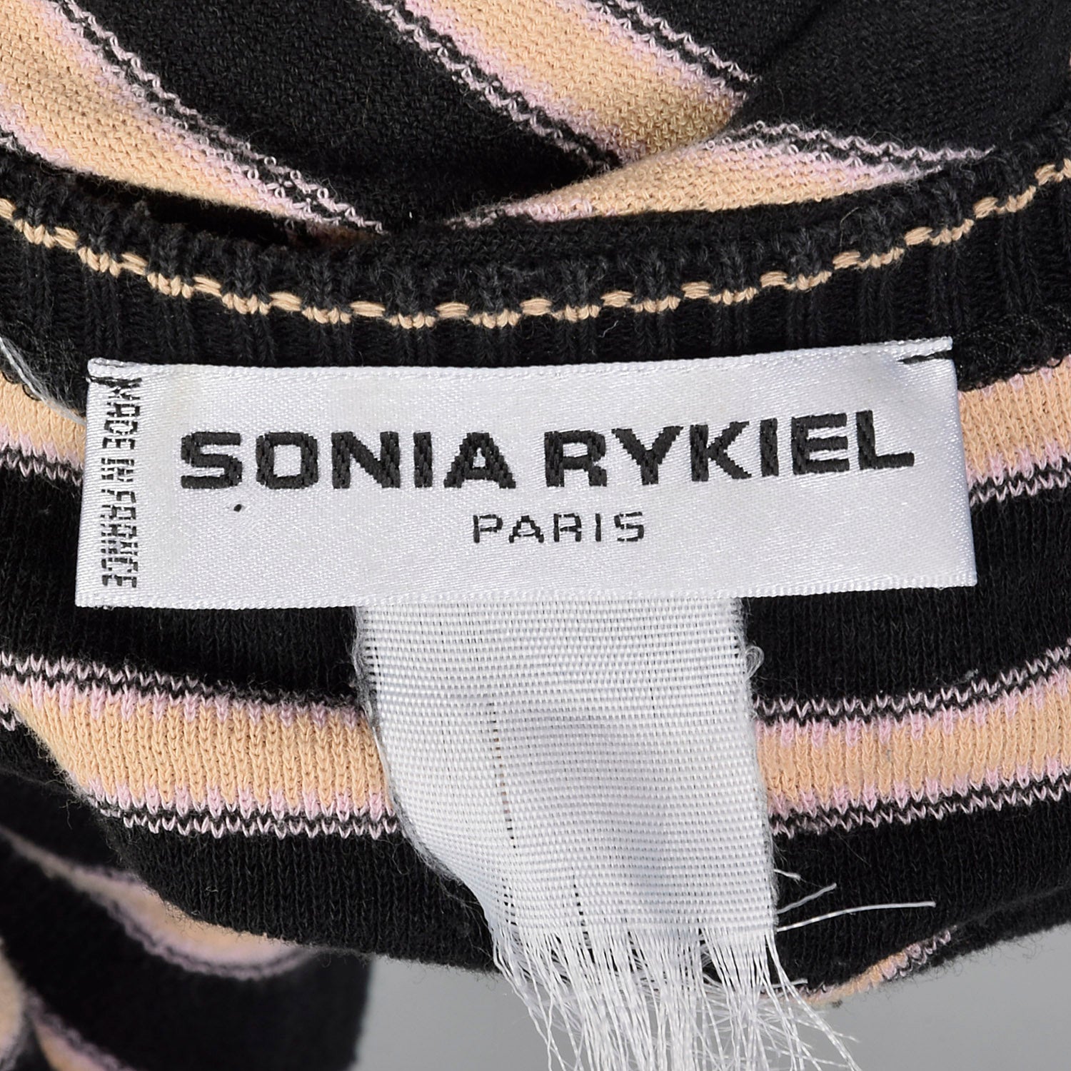 Large Sonia Rykiel 1990s Pink Black Striped Shirt Sleeved Sweater