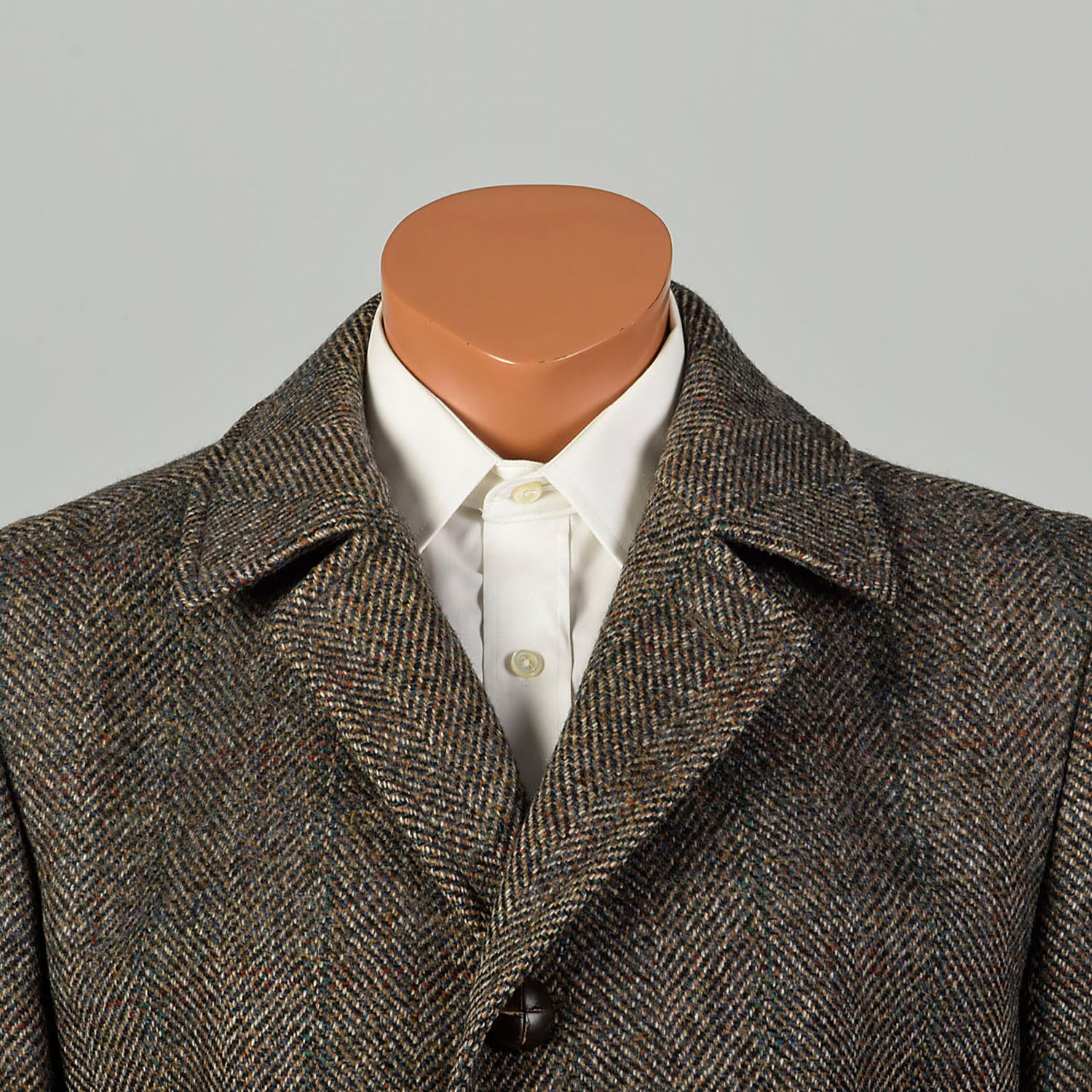 Medium 1970s Brown Wool Tweed Heavyweight Winter Coat