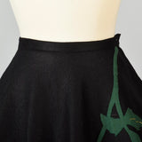 1950s Black Circle Skirt with Felt Flowers